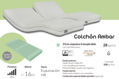 Colchón AMBAR Espuma HR Transpirable | Armisen Care