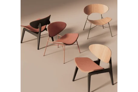 Kanu: butaca lounge de autor en madera o base metálica | Armisen Care