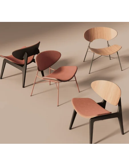 Kanu: butaca lounge de autor en madera o base metálica | Armisen Care