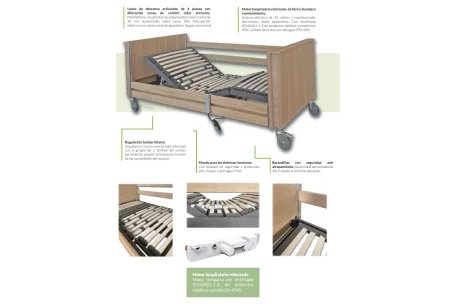 Cama articulada Delta 4 planos con motor hospitalario| Armisen Care