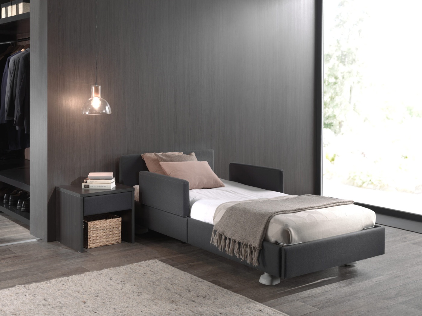 cama con base gris