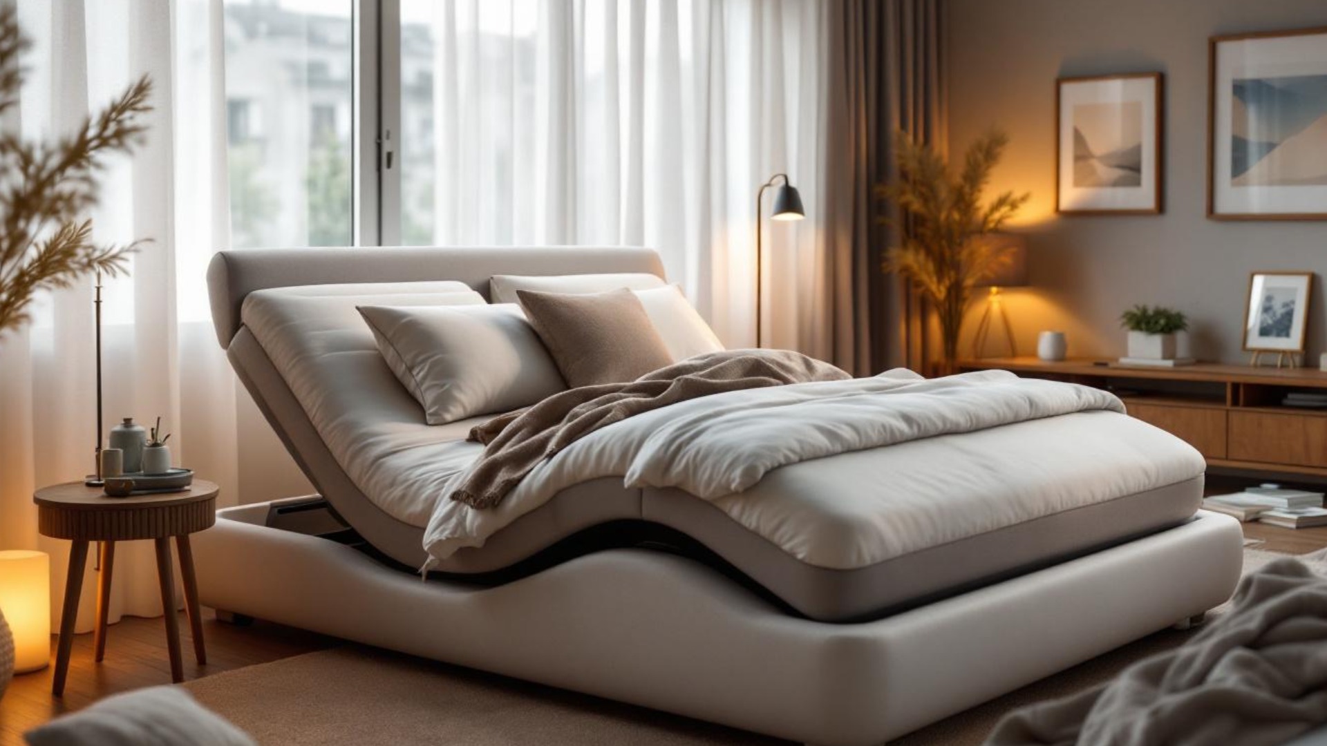 cama articulada con sabanas blancas cama articulada con sabanas blancas