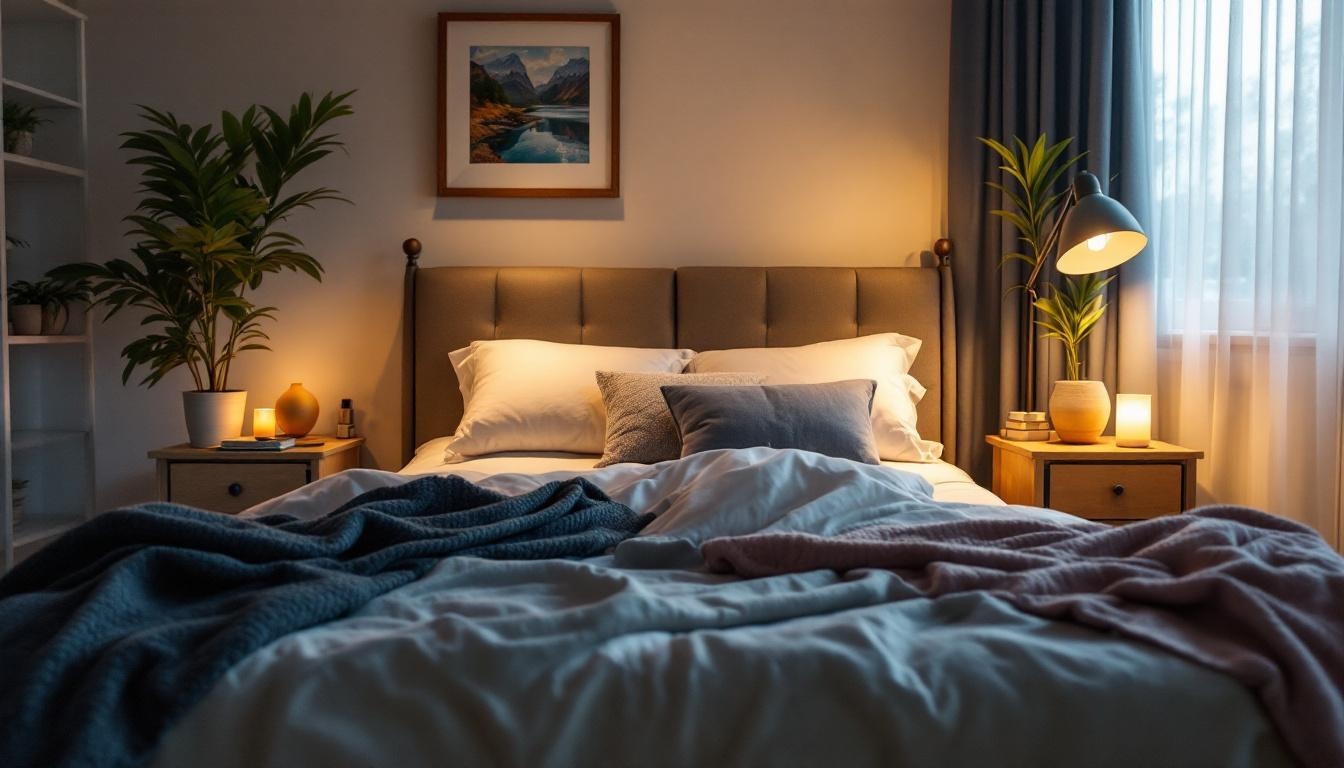 cama con mantas oscuras cama con mantas oscuras