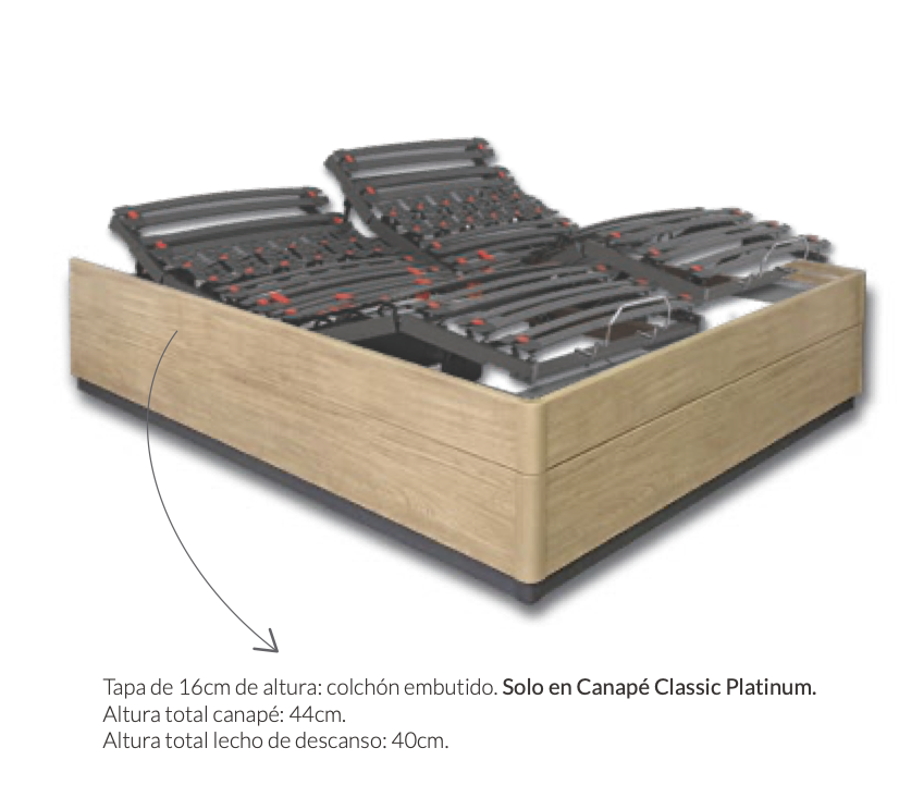 CANAPÉ ARTICULADO CLASSIC DIAMANT CON TAPA DE ELEVACIÓN ELÉCTRICA